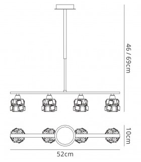 Ceiling Pendant 4 Light G9 ECO Bar, Satin Nickel - 2