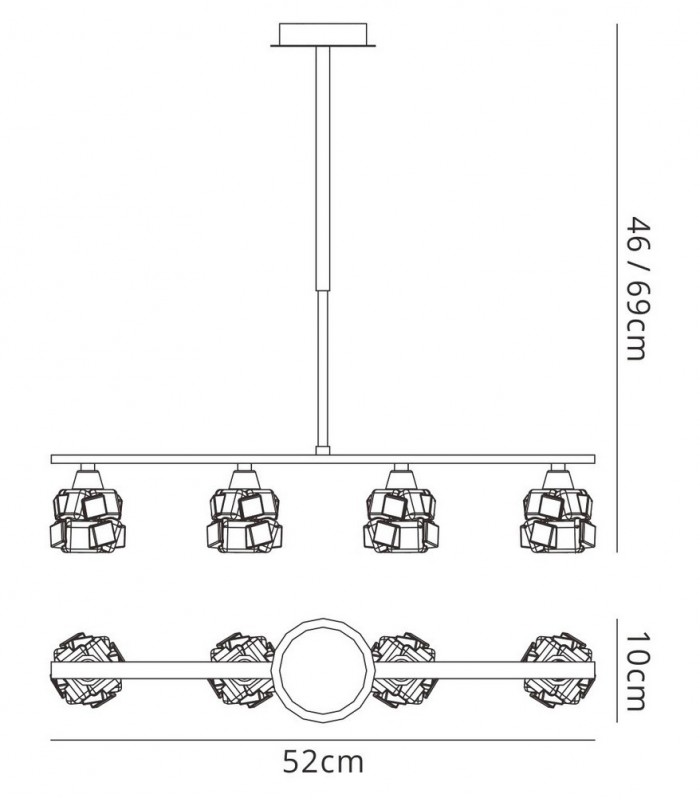 Ceiling Pendant 4 Light G9 ECO Bar, Satin Nickel - 2