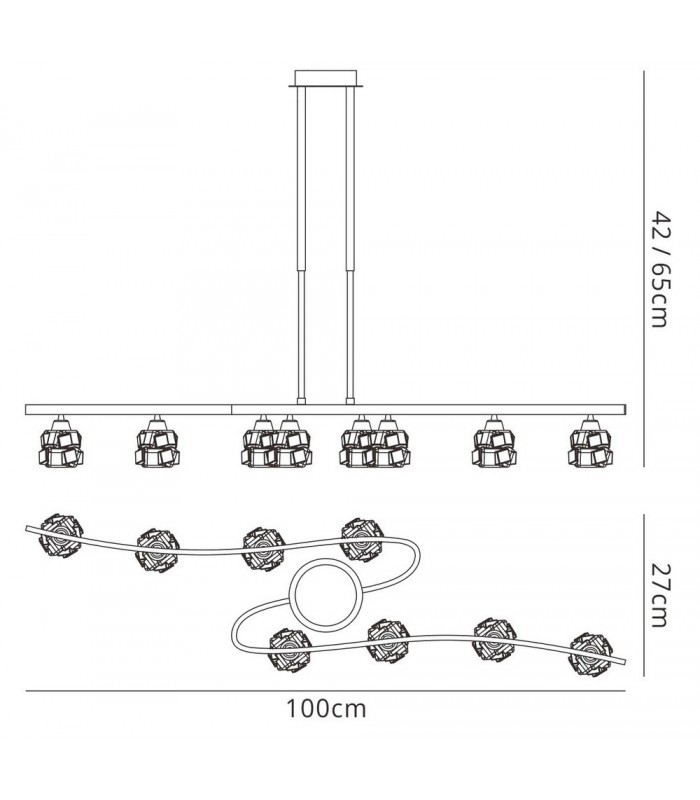 Telescopic 8 Light G9 ECO, Antique Brass - 2