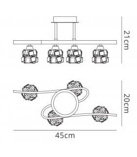 Ceiling 4 Light G9 ECO, Antique Brass - 2
