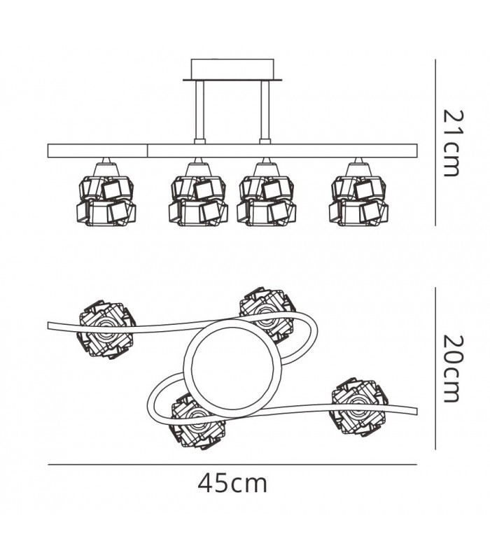 Ceiling 4 Light G9 ECO, Antique Brass - 2