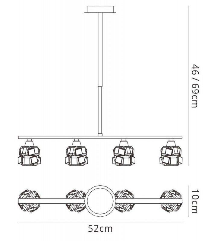 Ceiling Pendant 4 Light G9 ECO Bar, Antique Brass - 2