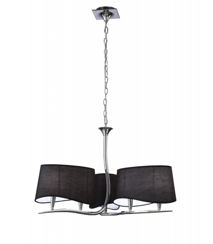Ceiling Pendant 3 Arm 6 Light E14, Polished Chrome with Ivory White Shades - 3