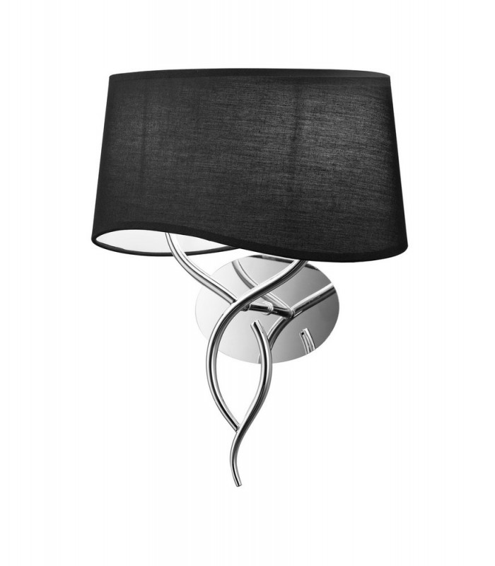 Wall Lamp Switched 2 Light E14, Polished Chrome with Ivory White Shade - 3