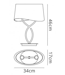 Table Lamp 2 Light E14 Large, Polished Chrome with Ivory White Shade - 2