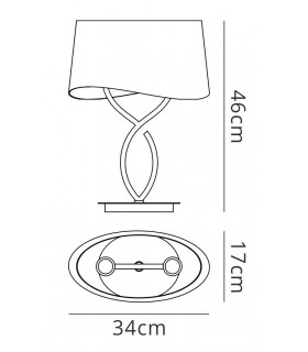 Table Lamp 2 Light E14 Large, Polished Chrome with Black Shade - 2