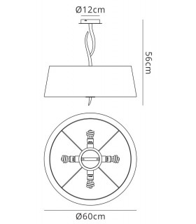 Semi Flush Ceiling 4 Light E27, Polished Chrome with Ivory White Shade - 2
