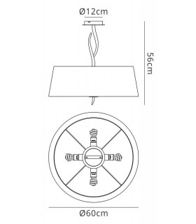 Semi Flush Ceiling 4 Light E27, Polished Chrome with Black Shade - 2