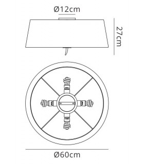Ceiling 4 Light E27, Polished Chrome with Ivory White Shade - 2