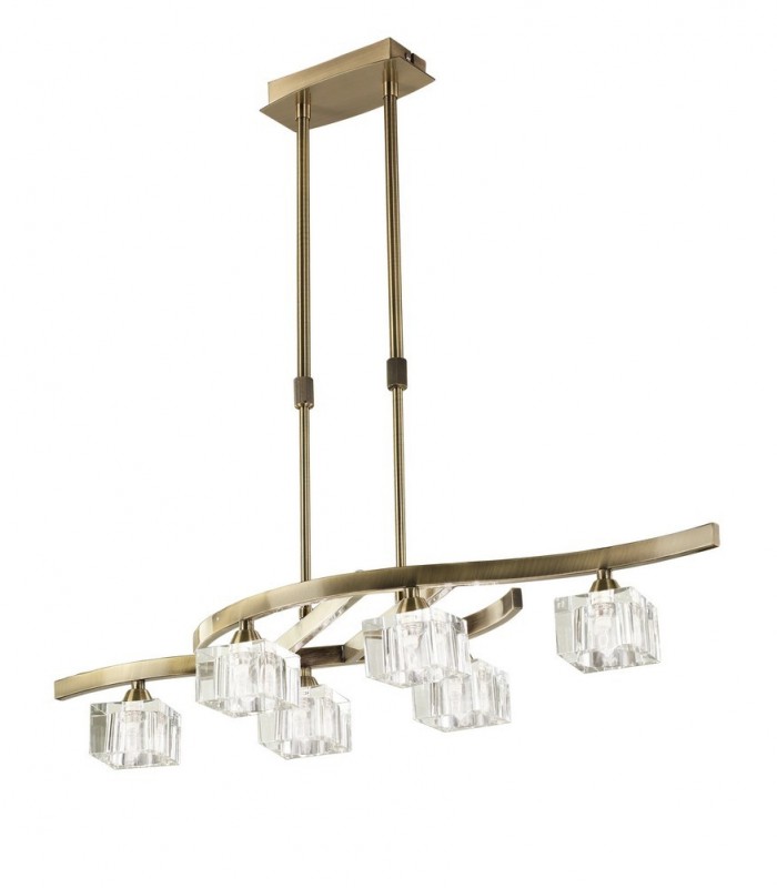 Telescopic Semi Flush 6 Light G9, Antique Brass - 3