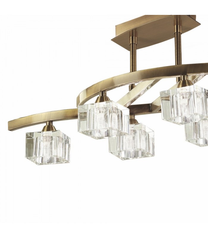 Telescopic Semi Flush 6 Light G9, Antique Brass - 5