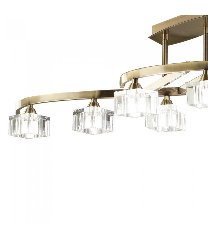 Telescopic Semi Flush Convertible 8 Light G9, Antique Brass - 4