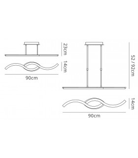 Telescopic Semi Flush Convertible Line 28W Led 3000K, 2800Lm, Polished Chrome, Frosted Acrylic - 2