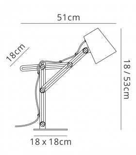 Table Task Lamp 1 Light E27, Matt White, Beech - 2