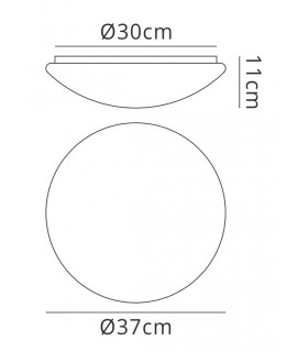 Flush Ceiling, Wall 18W LED Medium 3000K, 1800lm, White Acrylic - 2