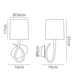 Wall Lamp Switched 1 Light E27, Ash Grey with Ash Grey Shade - 2