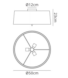 Ceiling 3 Light E27, Ash Grey with Ash Grey Shade - 2