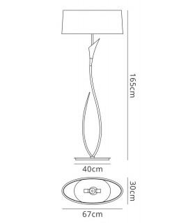 Floor Lamp 2 Light E27, Ash Grey with Ash Grey Shade - 2