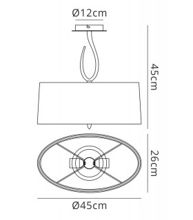 Semi Flush Ceiling 2 Light E27, Ash Grey with Ash Grey Shade - 2