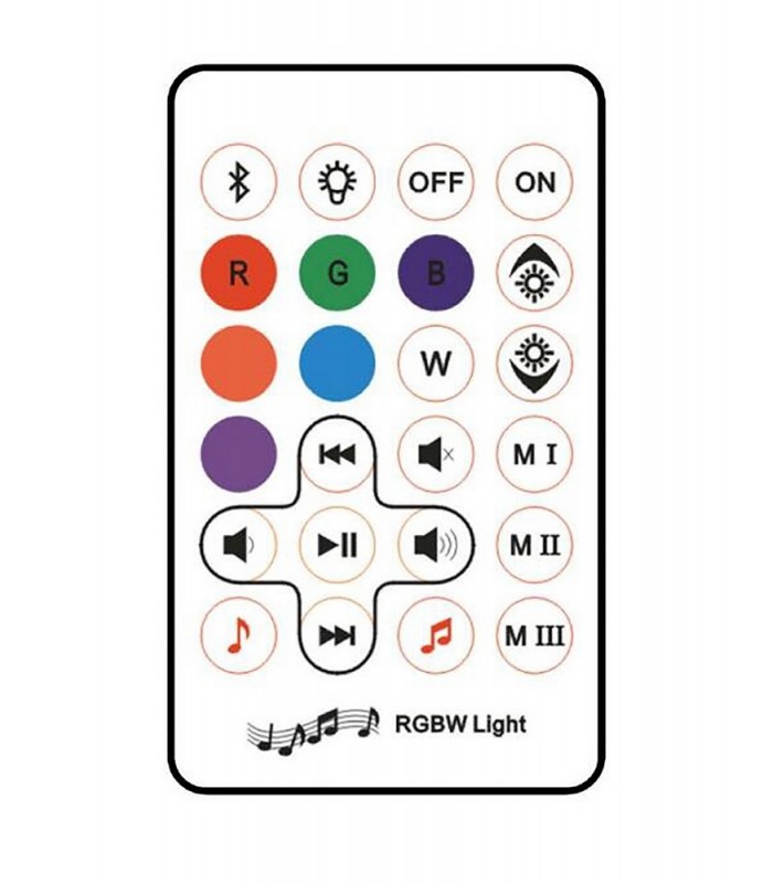 IP44 Portable 3W Speaker, 120lm, 3W LED RGBW Lamp Bluetooth Connection, Remote Control - 3