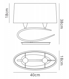 Table Lamp 2 Light E27, Satin Nickel with White Shade - 2