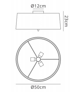 Ceiling 3 Light E27, Satin Nickel with White Shade - 2