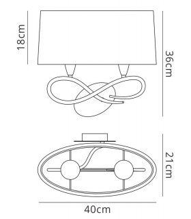 Wall Lamp Switched 2 Light E27, Satin Nickel with White Shade - 2