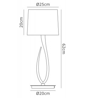 Table Lamp 1 Light E27, Satin Nickel Large with White Shade - 2