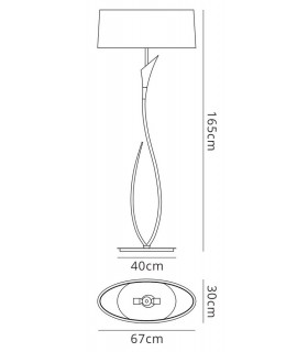 Floor Lamp 2 Light E27, Satin Nickel with White Shade - 2