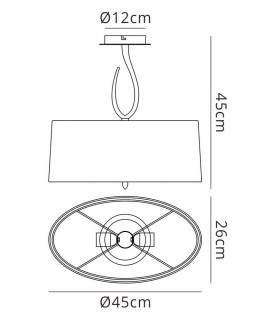 Semi Flush Ceiling 2 Light E27, Satin Nickel with White Shade - 2