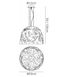 Dome Ceiling Pendant E27, Gloss White, Polished Chrome - 2