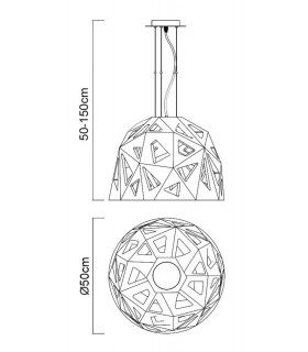 Dome Ceiling Pendant E27, Gloss Black, Polished Chrome - 2