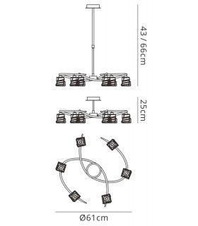Telescopic Semi Flush Convertible 6 Light G9, Satin Nickel - 2