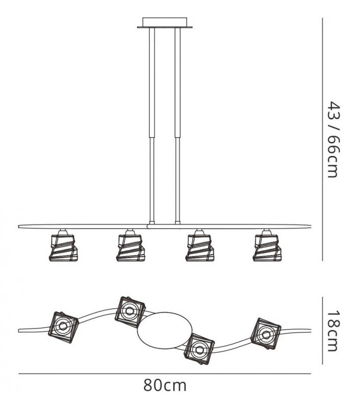 Telescopic 4 Light G9 Line, Satin Nickel - 2