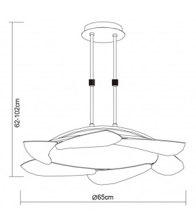 Telescopic 36W LED Round 3000K, 3240lm, Polished Chrome, Frosted Acrylic - 2