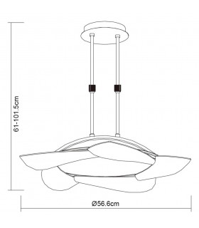 Telescopic 30W LED Round 3000K, 2700lm, Polished Chrome, Frosted Acrylic - 2
