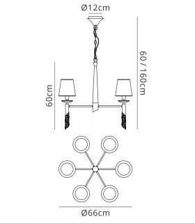 Ceiling Pendant 6+6 Light E14+G9, Polished Chrome with White Shades & Clear Crystal - 2