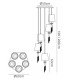 Ceiling Cluster Pendant 5+5 Light E27+G9 Spiral, Polished Chrome with White Shades & Clear Crystal - 2