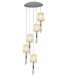 Ceiling Cluster Pendant 5+5 Light E27+G9 Spiral, Polished Chrome with White Shades & Clear Crystal - 3