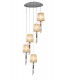 Ceiling Cluster Pendant 5+5 Light E27+G9 Spiral, Polished Chrome with White Shades & Clear Crystal - 4