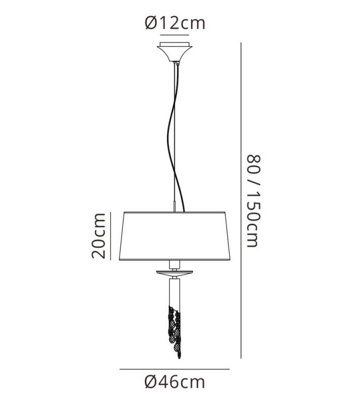 Ceiling Pendant 3+1 Light E27+G9, Polished Chrome with White Shade & Clear Crystal - 2