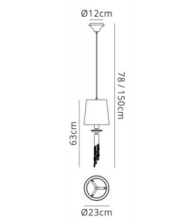 Ceiling Pendant 1+1 Light E27+G9, Polished Chrome with White Shade & Clear Crystal - 2