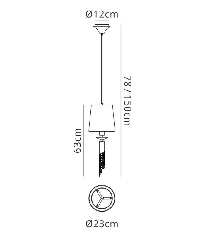 Ceiling Pendant 1+1 Light E27+G9, Polished Chrome with White Shade & Clear Crystal - 2