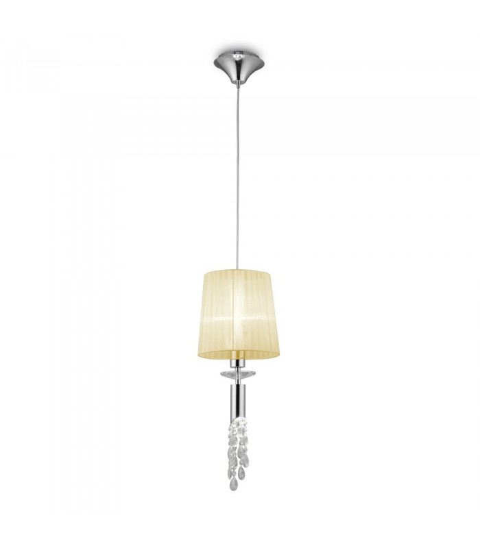 Ceiling Pendant 1+1 Light E27+G9, Polished Chrome with White Shade & Clear Crystal - 3