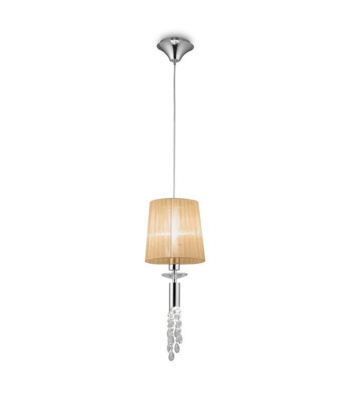 Ceiling Pendant 1+1 Light E27+G9, Polished Chrome with White Shade & Clear Crystal - 4