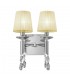 Wall Lamp Switched 2+2 Light E14+G9, Polished Chrome with White Shades & Clear Crystal - 3