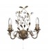 2 Light Candle Wall Light Brown Gold with Crystals Floral Leaves Design, E14 - 1