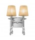 Wall Lamp Switched 2+2 Light E14+G9, Polished Chrome with White Shades & Clear Crystal - 4