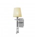 Wall Lamp Switched 1+1 Light E14+G9, Polished Chrome with White Shade & Clear Crystal - 3