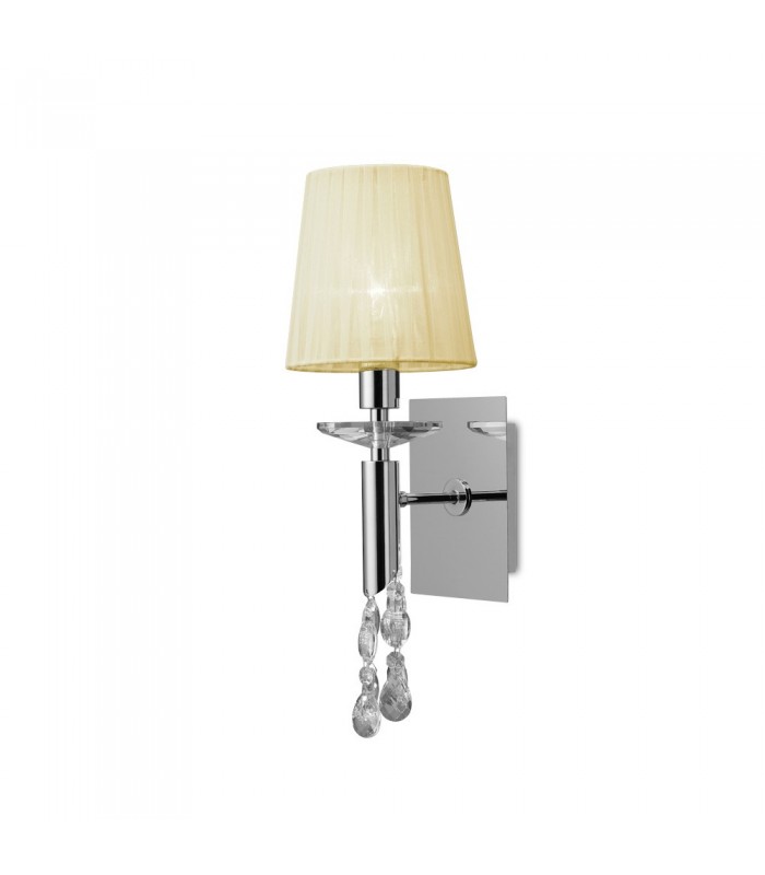 Wall Lamp Switched 1+1 Light E14+G9, Polished Chrome with White Shade & Clear Crystal - 3